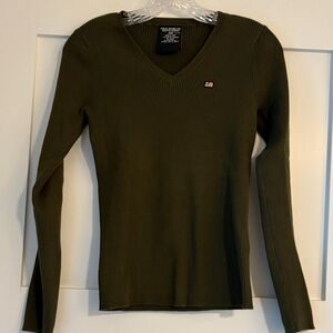 Olive Green V-Neck Sweater